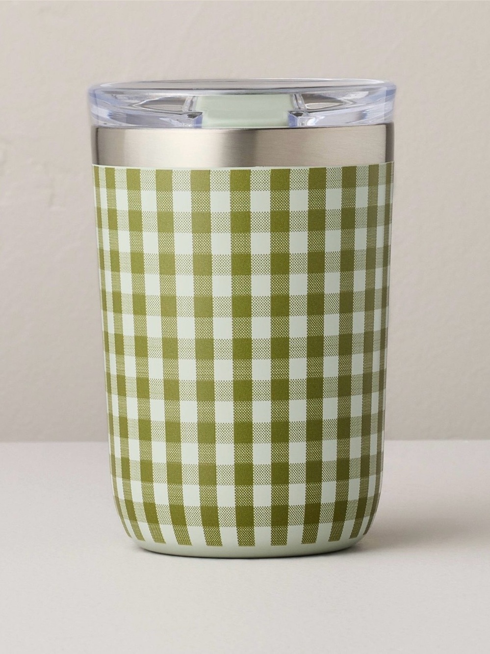 Hearth & Hand Magnolia 13oz Stainless Steel Insulated Travel Mug Green Gingham
